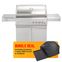 CROSSRAY Infrared 4 Burners Trolley BBQ - TCS4PL + Bonus Cover & Hotplate - CROSS-BUNDLE