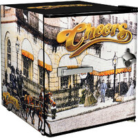 Cheers-Horses Retro Black Small Vintage Mini Bar Fridge 46 Litre With Opener