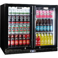 Schmick Twin Door Quiet Running  Black Triple Glazed Glass Door Bar Fridge Model SK206-B - Low Height