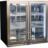 Schmick Quiet Running Front Venting Under Bench Heated Glass 2 Door Bar Fridge Model SK245-HD