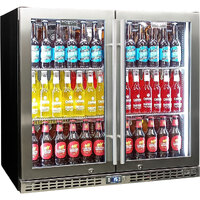 Schmick Twin Door Quiet Running  Stainless Triple Glazed Glass Door Bar Fridge Model SK246-SS