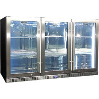 Schmick Stainless Steel 3 Door Quiet Running Heated Glass Door Bar Fridge Model SK386-HD