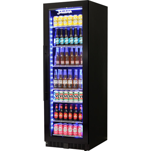 Schmick Black Upright Glass Door Drinks Refrigerator Model BD425RB-B Right Hinged