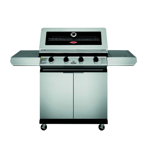  Beefeater 1200 Series Stainless Steel 4 Burner BBQ & Trolley with Side Burner, Cast Iron Burners & Grills - BMG1241SB