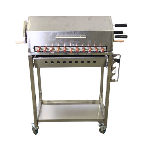 Cyprus Grill NEW with height adjustment Stainless Steel BBQ Spit Rotisserie - With Hood 