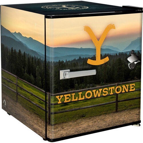 Yellowstone Retro Black Small Vintage Mini Bar Fridge 46 Litre With Opener