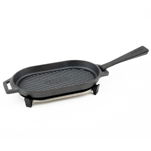 Ooni Cast Iron Grizzler Griddle Pan with Removable Handle & Stainless Steel Trivet - UU-P1AA00